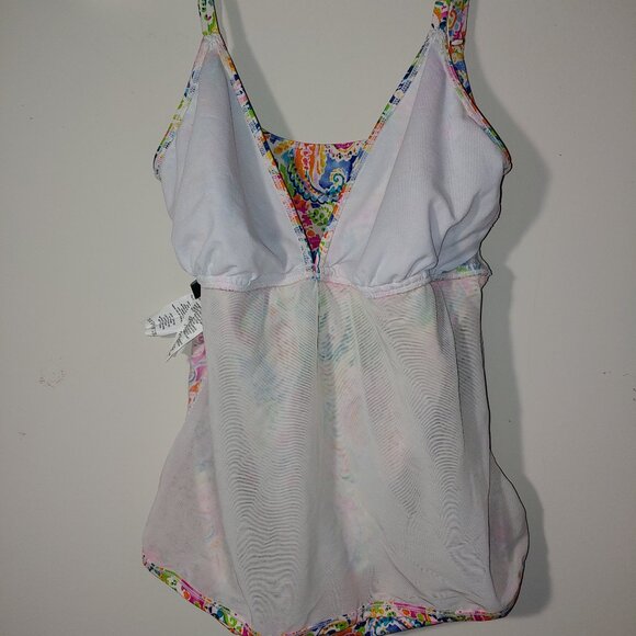 Lauren Ralph Lauren Tankini Top Size 16 Multicolored Paisley Red - Picture 8 of 9